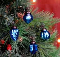 25 Pieces Blue Tiny Christmas Ornaments
